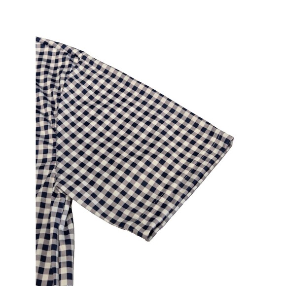 NWOT Collars & Co Mens L Quattro Flex Short Sleeve Button Down Navy Gingham - Picture 4 of 6